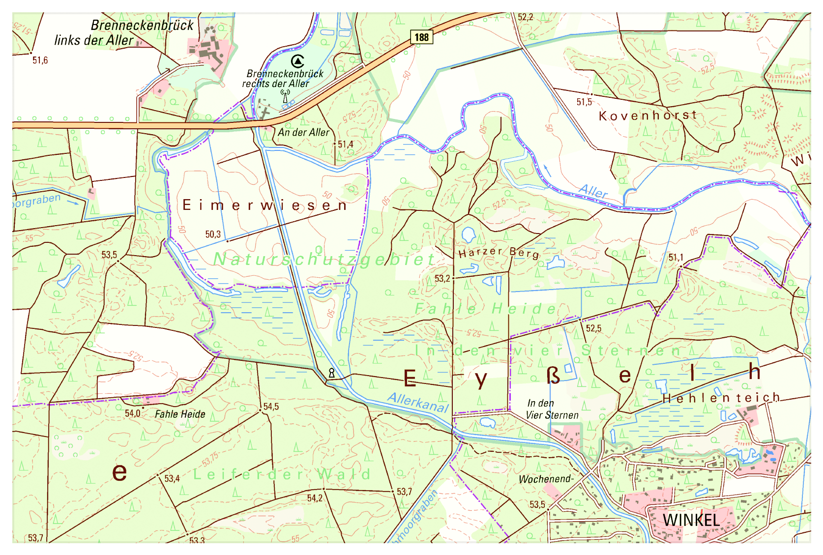 Topographische Karte Fahle Heide